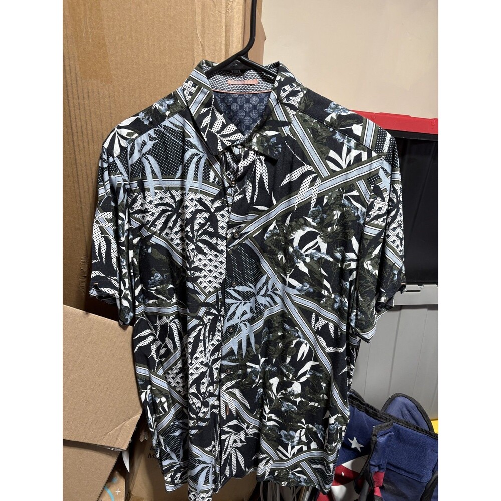 Ted Baker Men's Hawaiian Shirt Tropical Beach Casual Button Down S/S 44 Chest